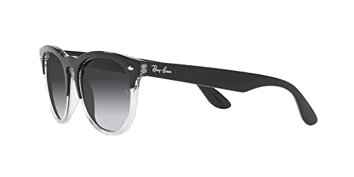 Ray-Ban RB4471 Iris Round Sunglasses, Black on Transparent/Grey Gradient Blue, 54 mm