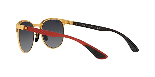 Ray-Ban RB8327M Scuderia Ferrari Collection Round Sunglasses, Black on Matte Gold/Grey Gradient Mirrored Silver, 53 mm