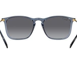 Ray-Ban Men's RB4187F Chris Low Bridge Fit Square Sunglasses, Transparent Blue/Grey Gradient Polarized, 54 mm