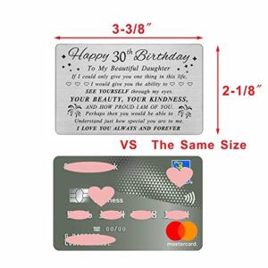 DEGASKEN Daughter 30th Birthday Card - Birthday Gifts for Sweet 30 Year Old Daughter - 30th Birthday Decorations for Women, Personalized Engraved Wallet card