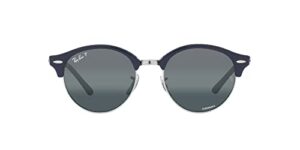 ray-ban rb4246 clubround round sunglasses, blue on silver/dark blue gradient mirrored polarized, 51 mm