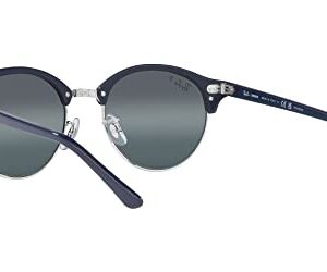 Ray-Ban RB4246 Clubround Round Sunglasses, Blue on Silver/Dark Blue Gradient Mirrored Polarized, 51 mm