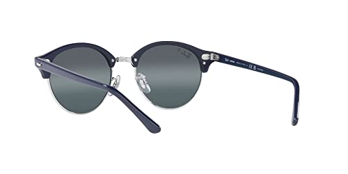 Ray-Ban RB4246 Clubround Round Sunglasses, Blue on Silver/Dark Blue Gradient Mirrored Polarized, 51 mm