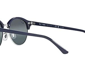 Ray-Ban RB4246 Clubround Round Sunglasses, Blue on Silver/Dark Blue Gradient Mirrored Polarized, 51 mm