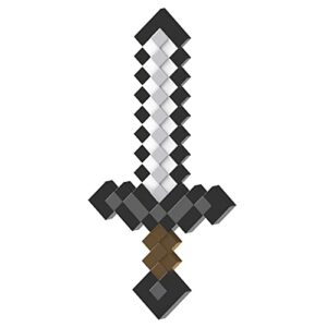 mattel minecraft iron sword, life-size role-play toy & costume accessory inspired by the video game, multicolor