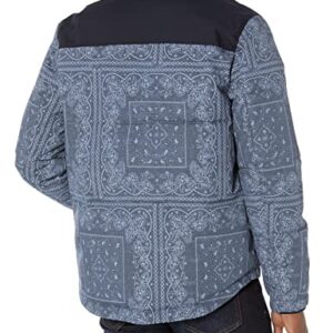 Levi's Men's Quilted Mixed Media Shirttail Work Wear Puffer Jacket, Faded Blue Bandana, Large