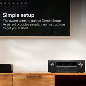 Denon AVR-S570BT 5.2 Channel AV Receiver - 8K Ultra HD Audio & Video, Enhanced Gaming Experience, Wireless Streaming via Built-in Bluetooth, (4) 8K HDMI Inputs, Supports eARC, HD Setup Assistant