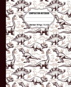 dinosaur composition notebook: mini composition notebooks; primary journal grades k-2, aesthetic school supplies | cute composition notebooks for kids, teens, girls, boys, primary writing journal
