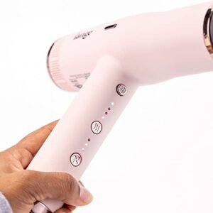 L'ANGE HAIR Le Styliste Luxury Hair Dryer | Quiet Brushless Blow Dryer with Diffuser | 1875 Watts for 4X Faster Drying | Hairdryer with 3 Heat & Speed Settings | Best Hair Dryers for Blowouts (Blush)