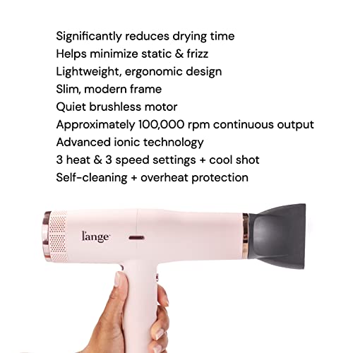 L'ANGE HAIR Le Styliste Luxury Hair Dryer | Quiet Brushless Blow Dryer with Diffuser | 1875 Watts for 4X Faster Drying | Hairdryer with 3 Heat & Speed Settings | Best Hair Dryers for Blowouts (Blush)