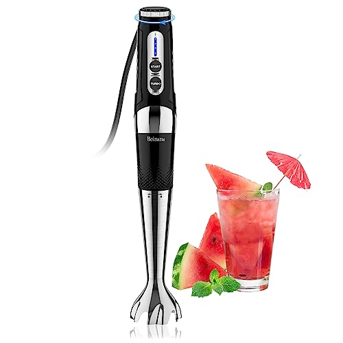 Immersion Hand Blender: 3-Angle Adjustable with Variable 21-Speed Control, Powerful Hand Blender Electric for Milkshakes | Smoothies | Soup| Puree | Baby Food (Black)