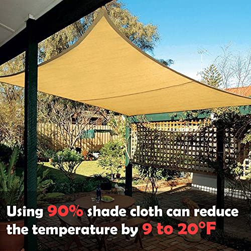 Junkogo Shade Cloth 90% 10x10ft Sun Shade Mesh Netting Cover for Pergola, Garden, Outdoor, Patio, Deck, Backyard