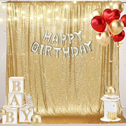 Sparkly Gold PartyDelight 2 Panels Sequin Backdrop, Photography, Christmas Backdrop, 5Ft x 10FT