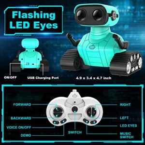 Hamourd Robot Toys - Kids Toys Rechargeable RC Robots, Remote Control Toy with Auto-Demonstration, Flexible Head & Arms, Dance Moves, Music, Shining LED Eyes, Girls Boys Toys Birthday