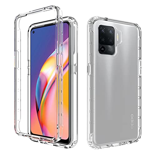 Gufuwo Case for Oppo A94 4G/Reno 5 Lite/F19 Pro/Reno 5F Case with Tempered Glass Screen Protector, Clear 360 Full Body Protection Hard Shell+Soft TPU Shockproof Cover Cases for Oppo A94 4G (Clear)