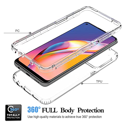 Gufuwo Case for Oppo A94 4G/Reno 5 Lite/F19 Pro/Reno 5F Case with Tempered Glass Screen Protector, Clear 360 Full Body Protection Hard Shell+Soft TPU Shockproof Cover Cases for Oppo A94 4G (Clear)