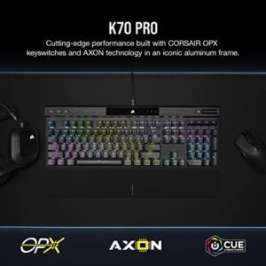 Corsair K70 PRO RGB Optical-Mechanical Gaming Keyboard - OPX Linear Switches, PBT Double-Shot Keycaps, 8,000Hz Hyper-Polling, Magnetic Soft-Touch Palm Rest - NA Layout, QWERTY - Black