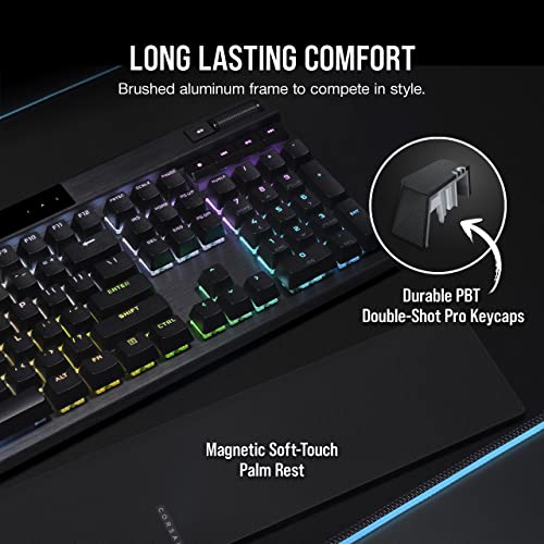 Corsair K70 PRO RGB Optical-Mechanical Gaming Keyboard - OPX Linear Switches, PBT Double-Shot Keycaps, 8,000Hz Hyper-Polling, Magnetic Soft-Touch Palm Rest - NA Layout, QWERTY - Black