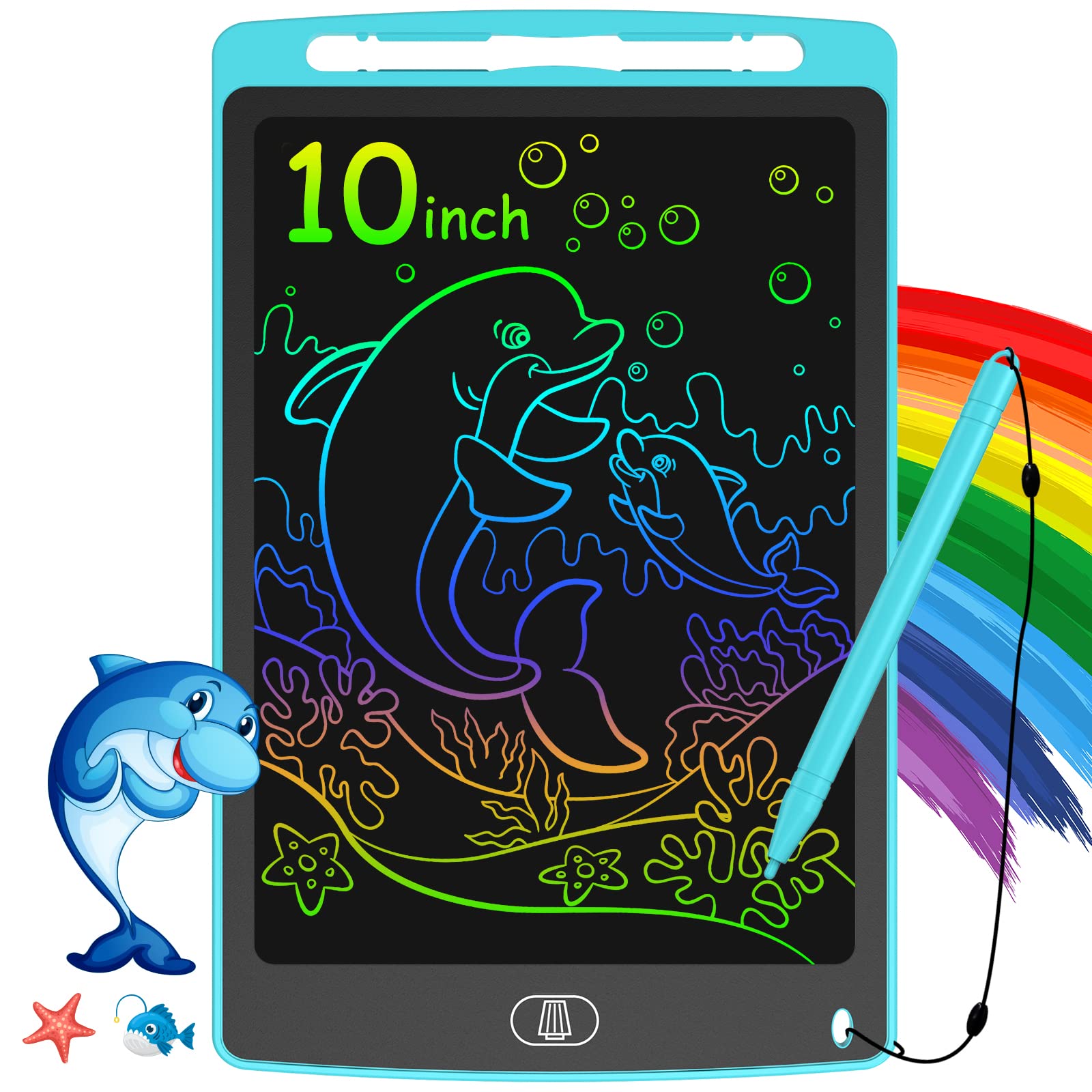 LCD Writing Tablet for Kids, 10 Inch Colorful Doodle Board Drawing Tablet, Electronic Erasable Drawing Pads, Toddler Educational Toys Birthday Gifts for 3 4 5 6 7 8 Year Old Girls Boys (Blue)