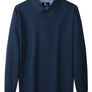 SWISSWELL Golf Shirts for Men Long Sleeve Work Polo Shirts Performance Athletic Shirts Navy 3XL