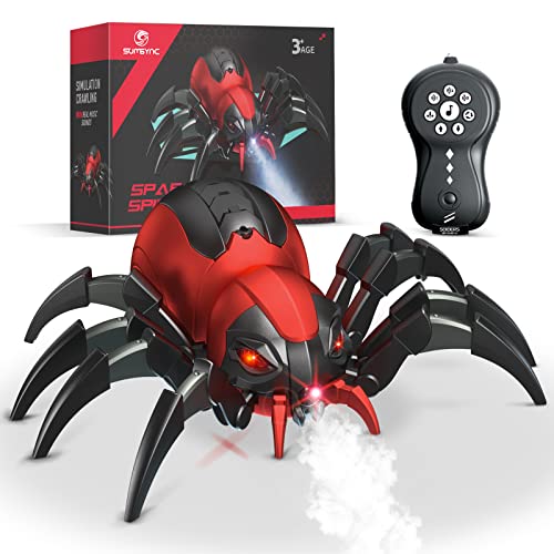 sumsync Remote Control Spider Kids Toys - Realistic RC Spider, Music Effect, LED Light, Toys for 3 4 5 6 7 8 9 10 11 12+ Year Old Boys/Girls, Gifts for Halloween Christmas Birthday