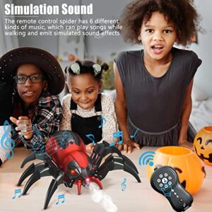 sumsync Remote Control Spider Kids Toys - Realistic RC Spider, Music Effect, LED Light, Toys for 3 4 5 6 7 8 9 10 11 12+ Year Old Boys/Girls, Gifts for Halloween Christmas Birthday