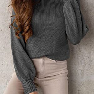 Dokotoo Crewneck Fall Sweaters for Women Long Sleeve Cut Out Backless Soft Tie Knot Knitted Pullover Casual Loose Gray Jumper Tops S