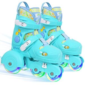 toddler roller skates for kids girls boys, 4 adjustable sizes, fun illuminating, safety three-point type, breathable upper, beginners with safe lock, durable skates for daughter son 8c 9c 10c 11c