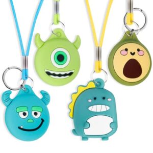 kids airtag necklace with adjustable stopper, air tag holder case for airtag necklace for kids hidden gps tracker, soft silicone cute airtag keychain for kids & adults(4pcs)