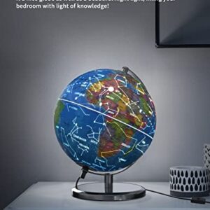 Waldauge Illuminated World Globe with Stand, 9" Earth Globes with Stable Heavy Metal Base for Kids Classroom Learning, LED Constellation Globe Night Light with HD Printed Map