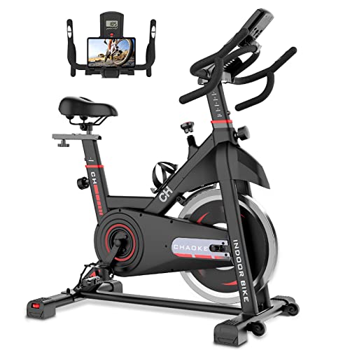 Exercise Bike Stationary, CHAOKE Indoor Cycling Bike with Heavy Flywheel, Comfortable Seat Cushion, Silent Belt Drive, LCD Monitor for Home Gym Cardio Workout Training