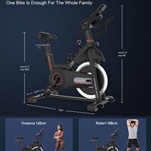 Exercise Bike Stationary, CHAOKE Indoor Cycling Bike with Heavy Flywheel, Comfortable Seat Cushion, Silent Belt Drive, LCD Monitor for Home Gym Cardio Workout Training