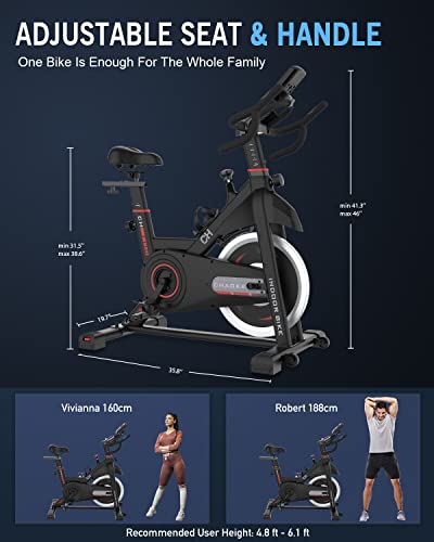 Exercise Bike Stationary, CHAOKE Indoor Cycling Bike with Heavy Flywheel, Comfortable Seat Cushion, Silent Belt Drive, LCD Monitor for Home Gym Cardio Workout Training