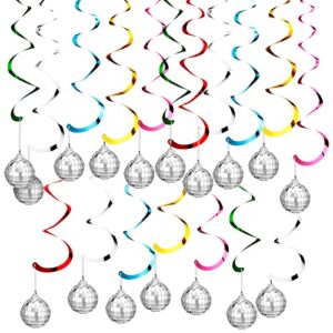 18 set mirror disco balls decorations with party hanging swirls silver hanging party disco ball decorative party decorations ceiling decor for home disco party birthday stage props game accessories