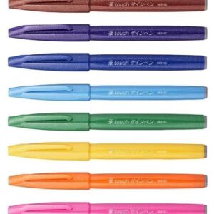 Pentel Brush Sign Pen 12-piece wallet - Original Colours - YSES15C/12-M