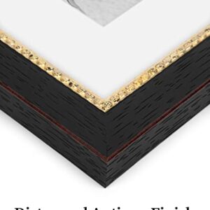 Sapowerntus 8x10 Picture Frames 5x7 with Mat, Black Gold Vintage Photo Frame Set of 2, Beaded Trim Antique Classic Wall Hanging Tabletop Display Decor, Graduation Family Wedding Gift