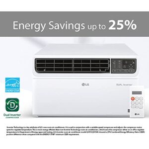 LG 10,000 BTU Dual Inverter Smart Window Air Conditioner, Cools 450 Sq. Ft., Ultra Quiet Operation, Up to 25% More Energy Savings, ENERGY STAR®, works with LG ThinQ, Amazon Alexa and Hey Google, 115V