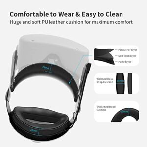Geekvr Comfort Head Strap Accessories for Meta Quest 2, Hot-Swappable 5000mAh Battery, Adjustable Headstrap with Super Soft Skin-Friendly PU Leather Cushion for Uninterrupted Play