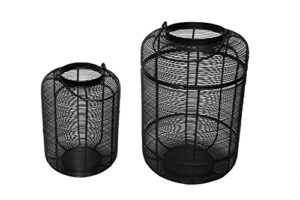 interior innovations decorative indoor/outdoor 2 lantern set for flowers or candles, black round design