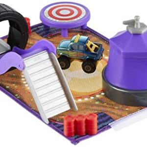 Mattel ​Disney and Pixar Cars Toys, Mini Racers On-the-Go Show Time Playset with 1 Mini Ivy Truck, Accessories & Portable Case
