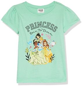 disney princess girls t-shirt-cinderella, belle, tiana, mint (td), 4t