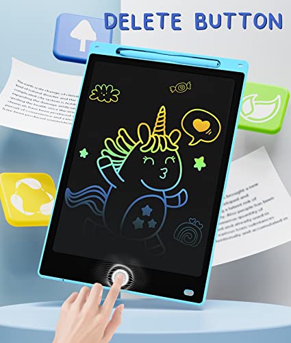 LCD Writing Tablet for Kids, 2Pck Drawing Tablets Toddler Toys Doodle Board 12 inch Writing Pad Drawing Tablet, Boys Girls Gift Trip Travel Essentials Learning Games 3-5 6-8 9-12 Year Old, Blue+Pink