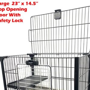 Large Multi-Level Indoor Outdoor Small Animal Cage for Guinea Pig Ferret Chinchilla Cat Playpen Rabbit Hutch with Solid Platform & Ramp Leakproof Litter Tray Large Access Doors (Black, 4-Level)