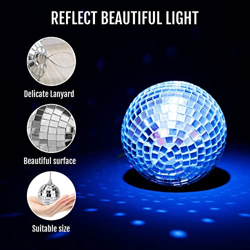 Mini Disco Balls Decoration - Mirror Disco Party Decorations Sturdy Lightweight Christmas Balls Easy to Hang Suitable for Disco,Themed Party,Stage Decoration,Christmas Tree Toppers Decoration (6)