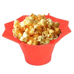 Microwave Silicone Popcorn Popper Collapsible Popcorn Maker Bowl with Folding Lid Handle Home Kitchen Tool Red Dishwasher Safe