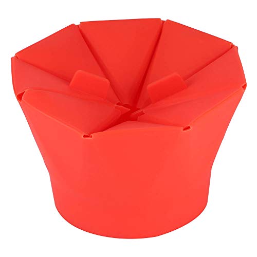 Microwave Silicone Popcorn Popper Collapsible Popcorn Maker Bowl with Folding Lid Handle Home Kitchen Tool Red Dishwasher Safe