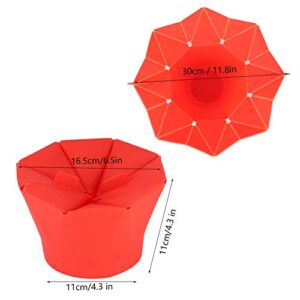 Microwave Silicone Popcorn Popper Collapsible Popcorn Maker Bowl with Folding Lid Handle Home Kitchen Tool Red Dishwasher Safe