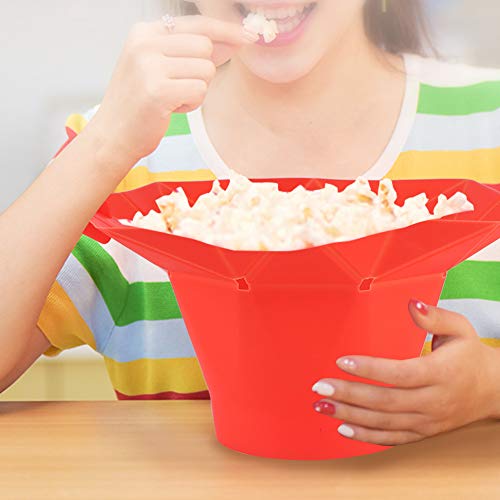 Microwave Silicone Popcorn Popper Collapsible Popcorn Maker Bowl with Folding Lid Handle Home Kitchen Tool Red Dishwasher Safe