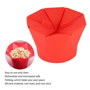 Microwave Silicone Popcorn Popper Collapsible Popcorn Maker Bowl with Folding Lid Handle Home Kitchen Tool Red Dishwasher Safe