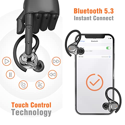 EDKKIE Wireless Bluetooth Earbuds for Small Ears Canal, Running Headphones with Microphone, IPX7 Waterproof, Noise Isolation Wireless Earphones for Sport and Working Out